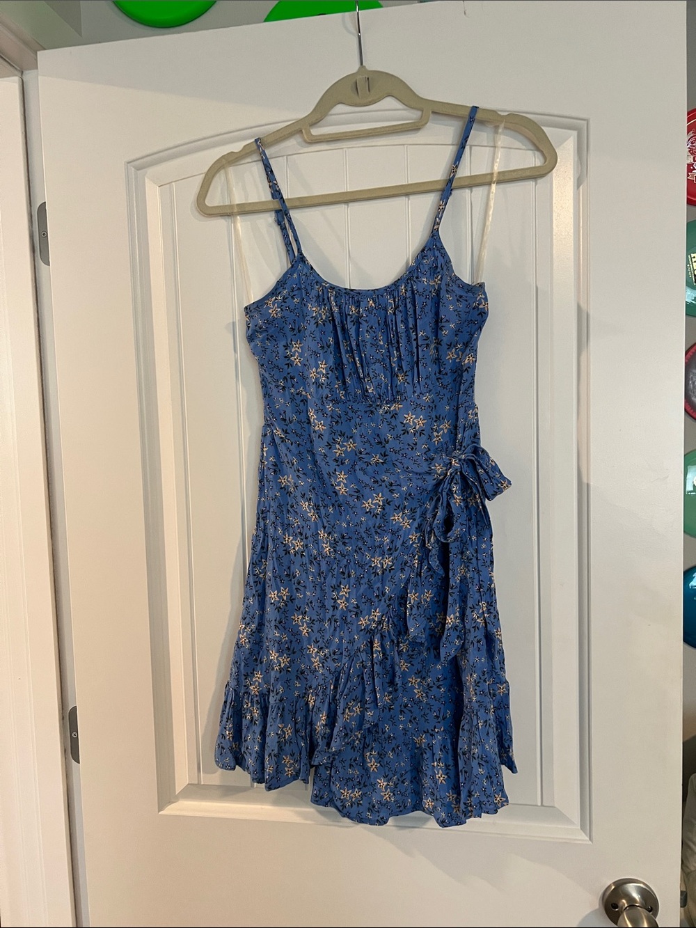 Justify Blue Floral Tie-Waist Mini Dress